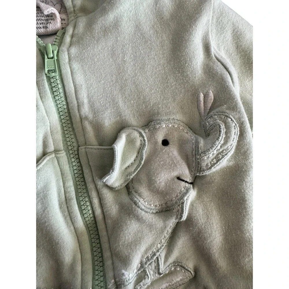Baby Unisex Light Green Jacket‎ With Elephant 6-9 Months Messages From The Heart